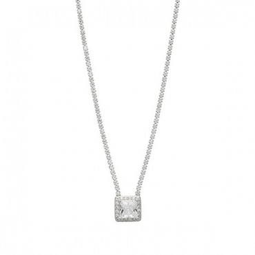 Ασημένιο κολιέ ριβιέρα με τετράγωνη πέτρα 