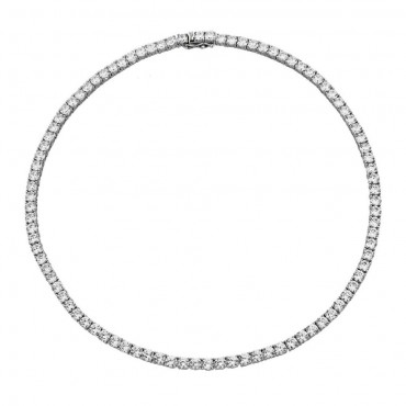 Ασημένιο κλασικό κολιέ ριβιέρα με κούμπωμα ασφαλείας 