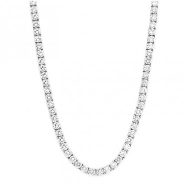 Ασημένιο κολιέ - ριβιέρα με πέτρες ζιργκόν σε λευκό χρώμα 