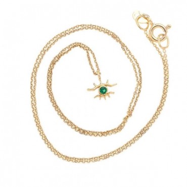 Ασημένιο και επιχρυσωμένο κολιέ με πολύ μικρό μάτι 