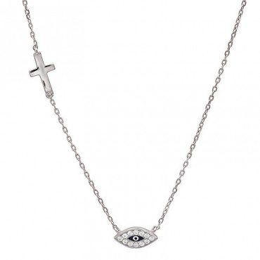 Κολιέ με διακριτικό μάτι και σταυρό.