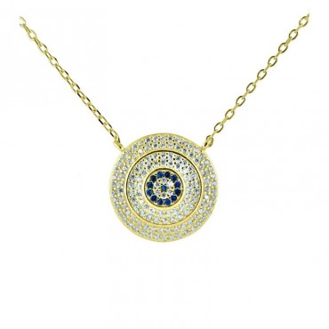 Ασημένιο και επιχρυσωμένο κολιέ με μάτι - στόχο 