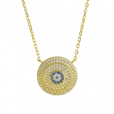 Ασημένιο και επιχρυσωμένο κολιέ με μάτι - στόχο 