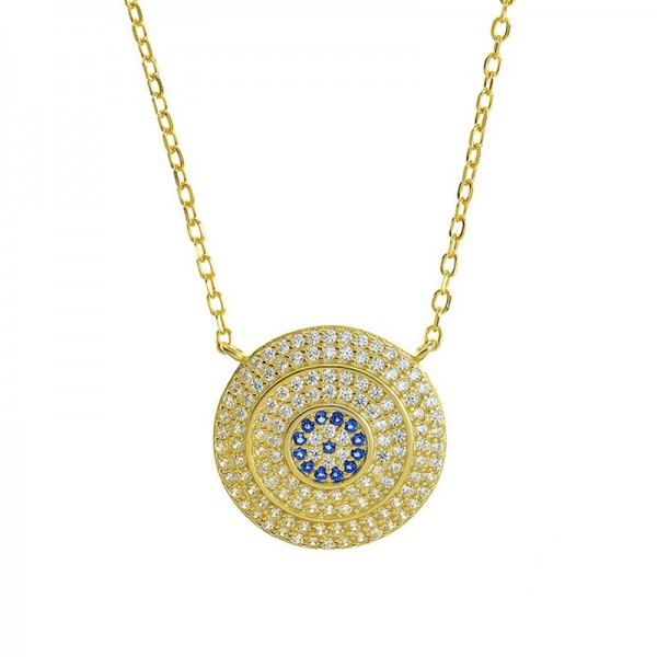 Ασημένιο και επιχρυσωμένο κολιέ με μάτι - στόχο 