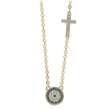 Κολιέ με μάτι και σταυρό 