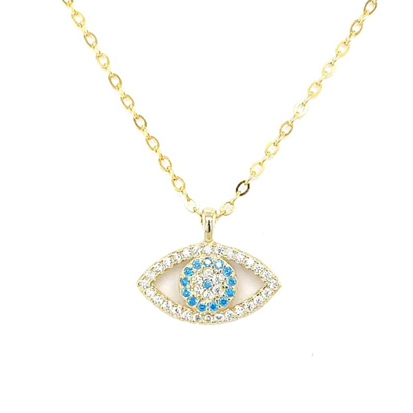 Ασημένιο και επιχρυσωμένο κολιέ με μάτι 