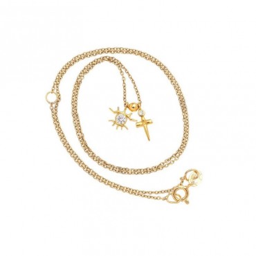 Κολιέ με μικρό μάτι και σταυρό 
