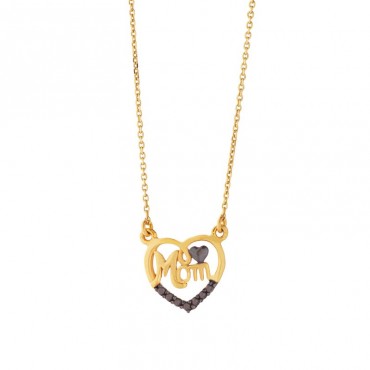 Ασημένιο με επιχρύσωση 24Κ κολιέ με μικρή καρδιά