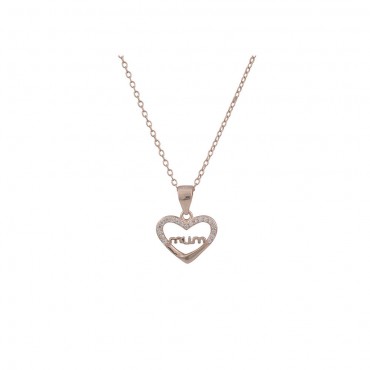 Κολιέ κρεμαστή καρδιά με τη λέξη "mum" στο εσωτερικό της