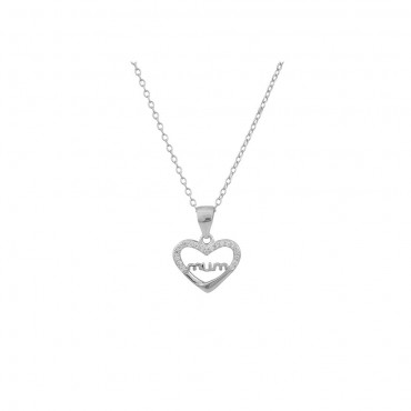 Κολιέ κρεμαστή καρδιά με τη λέξη "mum" στο εσωτερικό της