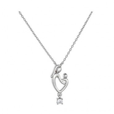 Ασημένιο κολιέ μαμά αγκαλιά με μωρό 