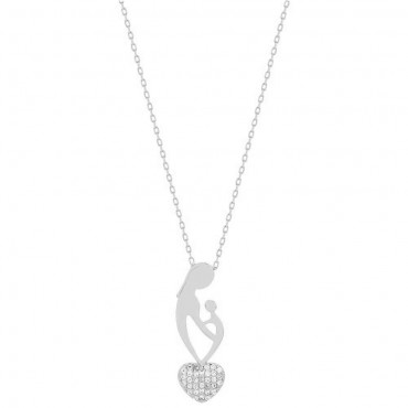 Κολιέ μαμά με μωρό και καρδιά 