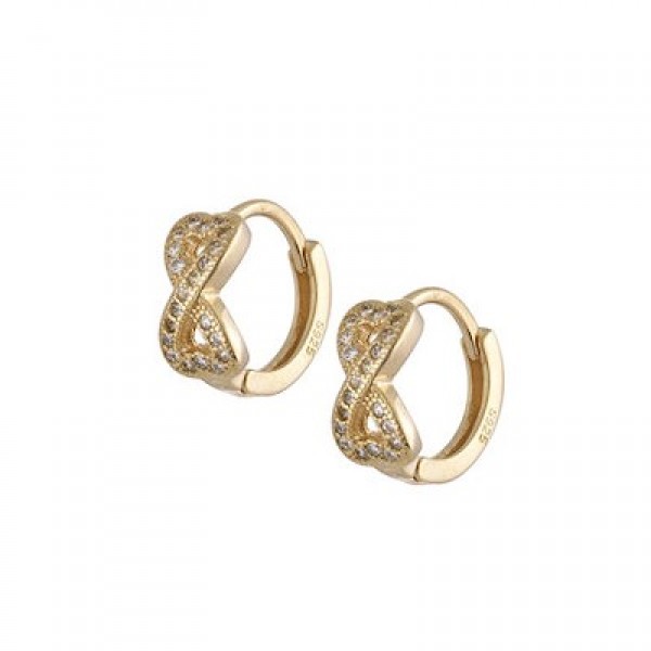 Ασημένια επίχρυσα μικρά κρικάκια με το άπειρο 