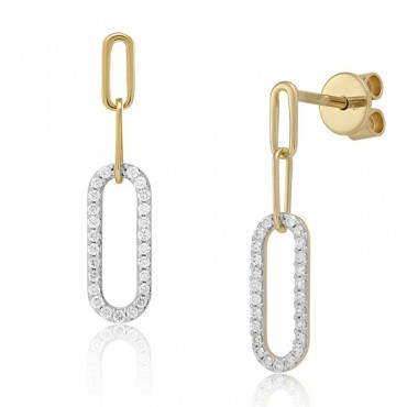 Ασημένια επίχρυσα κρεμαστά σκουλαρίκια με πέτρες ζιργκόν