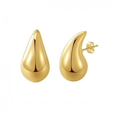 Ασημένια με επιχρύσωση 18Κ κουμπωτά σκουλαρίκια Chunky Drops 