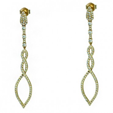 Ασημένια επίχρυσα κρεμαστά σκουλαρίκια 