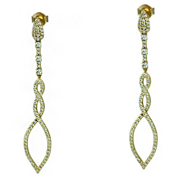 Ασημένια επίχρυσα κρεμαστά σκουλαρίκια 