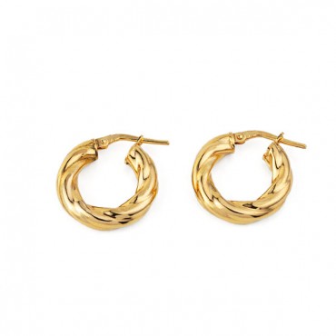 Ασημένιοι και επιχρυσωμένοι στριφτοί κρίκοι με λουστρέ φινίρισμα Ασημένιοι και επιχρυσωμένοι στριφτοί κρίκοι με λουστρέ φινίρισμα