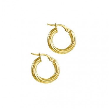 Ασημένιοι και επιχρυσωμένοι μικροί κρίκοι με στριφτό σχήμα 