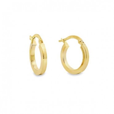 Ασημένιοι επίχρυσοι μικροί κρίκοι με τετραγωνισμένο φινίρισμα 