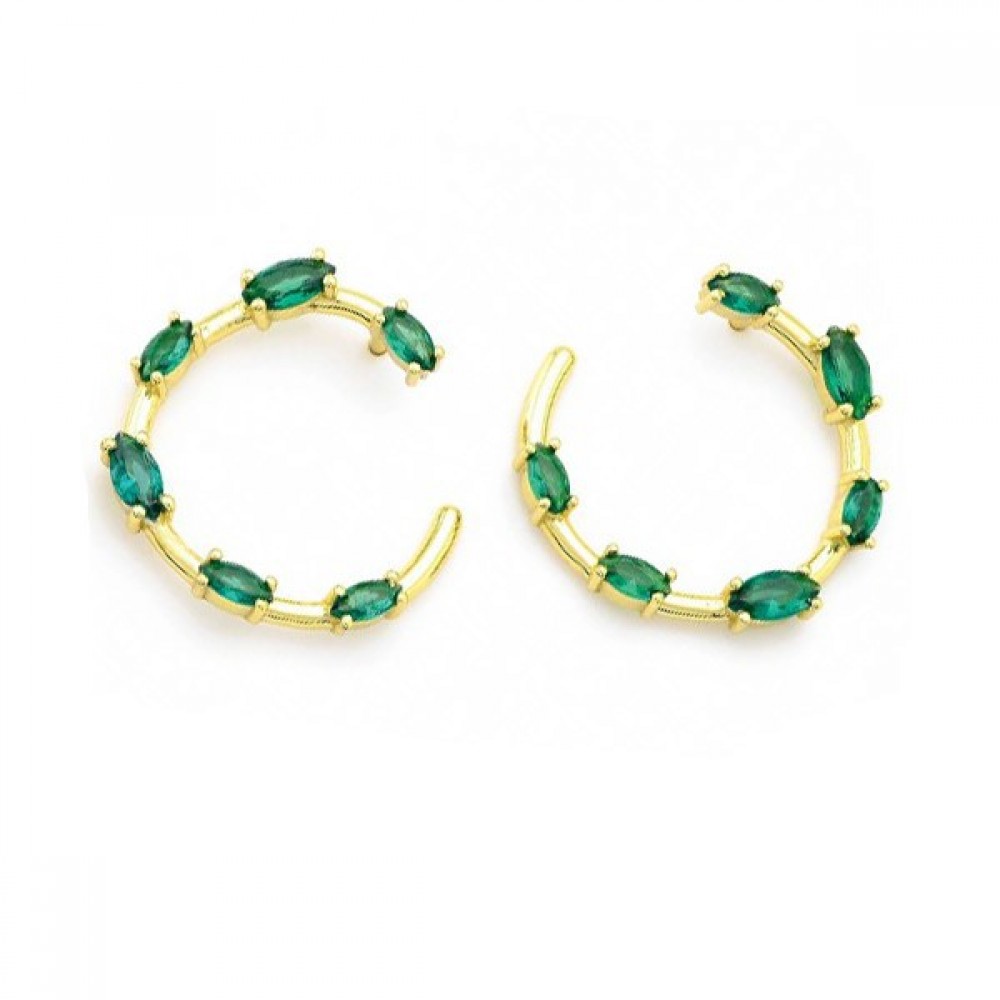 Ασημένια επίχρυσα σκουλαρίκια με πέτρες ζιργκόν σε πράσινο χρώμα Ασημένια επίχρυσα σκουλαρίκια με πέτρες ζιργκόν σε πράσινο χρώμα