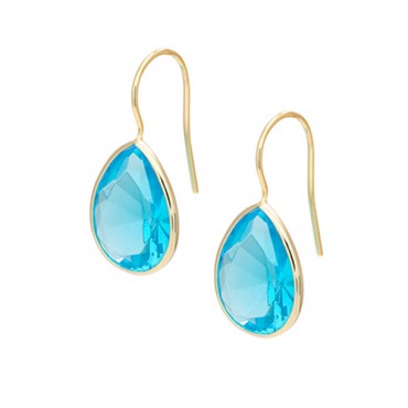 Ασημένια και επιχρυσωμένα κρεμαστά σκουλαρίκια με πέτρες aqua marine σε σχήμα σταγόνας Ασημένια και επιχρυσωμένα κρεμαστά σκουλαρίκια με πέτρες aqua marine σε σχήμα σταγόνας
