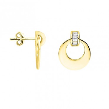 Ασημένια επίχρυσα μικρά κουμπωτά σκουλαρίκια 