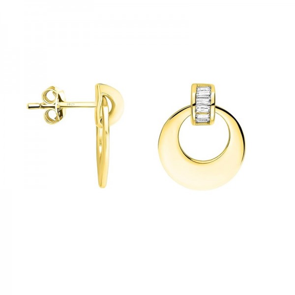 Ασημένια επίχρυσα μικρά κουμπωτά σκουλαρίκια 