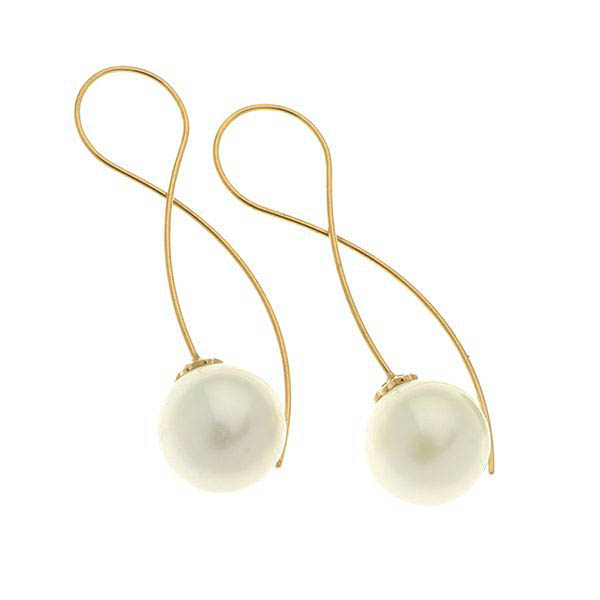 Ασημένια και επιχρυσωμένα σκουλαρίκια με μεγάλη πέρλα 