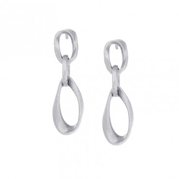 Ασημένια κρεμαστά σκουλαρίκια με αλληλένδετους κρίκους 