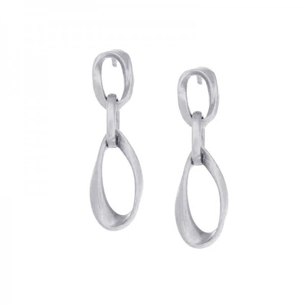 Ασημένια κρεμαστά σκουλαρίκια με αλληλένδετους κρίκους 
