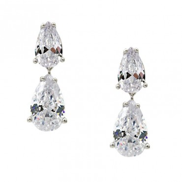 Ασημένια κρεμαστά σκουλαρίκια με εντυπωσιακές πέτρες ζιργκόν με σχήμα σταγόνας