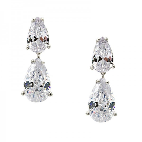 Ασημένια κρεμαστά σκουλαρίκια με εντυπωσιακές πέτρες ζιργκόν με σχήμα σταγόνας