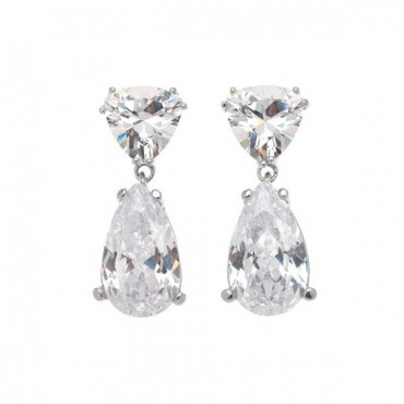 Ασημένια κρεμαστά σκουλαρίκια με εντυπωσιακές πέτρες ζιργκόν