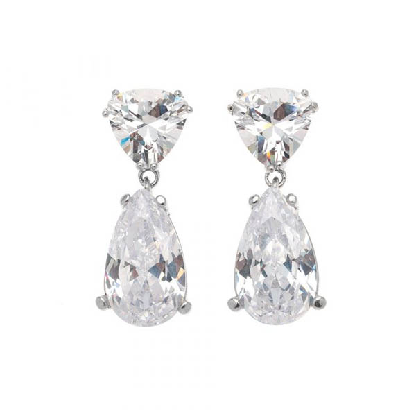 Ασημένια κρεμαστά σκουλαρίκια με εντυπωσιακές πέτρες ζιργκόν