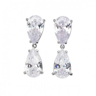 Ασημένια κρεμαστά σκουλαρίκια με εντυπωσιακές πέτρες ζιργκόν με σχήμα σταγόνας