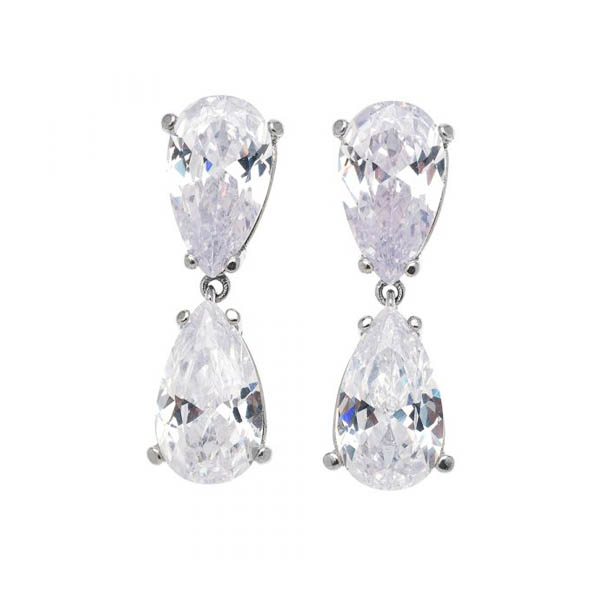 Ασημένια κρεμαστά σκουλαρίκια με εντυπωσιακές πέτρες ζιργκόν με σχήμα σταγόνας