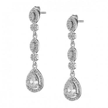 Ασημένια κρεμαστά σκουλαρίκια με πέτρες ζιργκόν