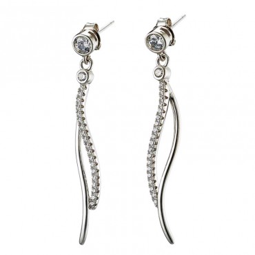 Ασημένια κρεμαστά σκουλαρίκια με πέτρες ζιργκόν 