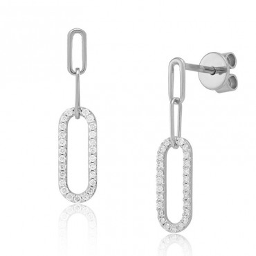 Ασημένια κρεμαστά σκουλαρίκια με πέτρες ζιργκόν 