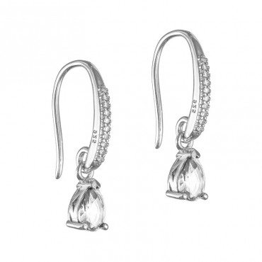Ασημένια κρεμαστά σκουλαρίκια με πέτρες ζιργκόν 