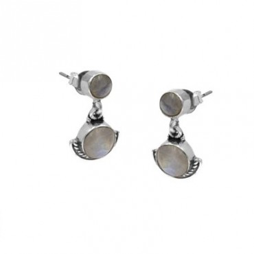 Ασημένια κρεμαστά σκουλαρίκια με ημιπολύτιμες φεγγαρόπετρες