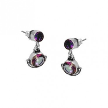 Ασημένια κρεμαστά σκουλαρίκια με πέτρες mystic-topaz
