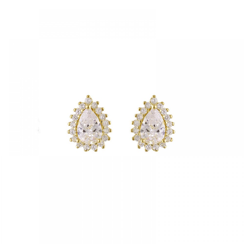 Ασημένια και επιχρυσωμένα μικρά σκουλαρίκια ροζέτες με σχήμα σταγόνας Ασημένια και επιχρυσωμένα μικρά σκουλαρίκια ροζέτες με σχήμα σταγόνας