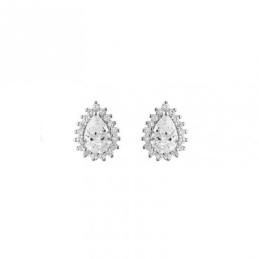 Ασημένια μικρά σκουλαρίκια ροζέτες με σχήμα σταγόνας