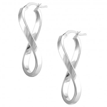 Ασημένιοι στριφτοί κρίκοι με ακανόνιστο σχήμα και λουστρέ φινίρισμα