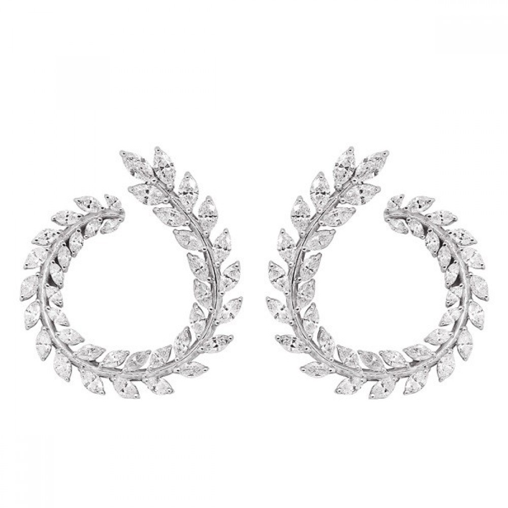 Ασημένια εντυπωσιακά σκουλαρίκια με σχήμα κλαδί με πέτρες ζιργκόν Ασημένια εντυπωσιακά σκουλαρίκια με σχήμα κλαδί με πέτρες ζιργκόν