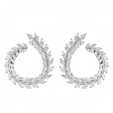 Ασημένια εντυπωσιακά σκουλαρίκια με σχήμα κλαδί με πέτρες ζιργκόν 