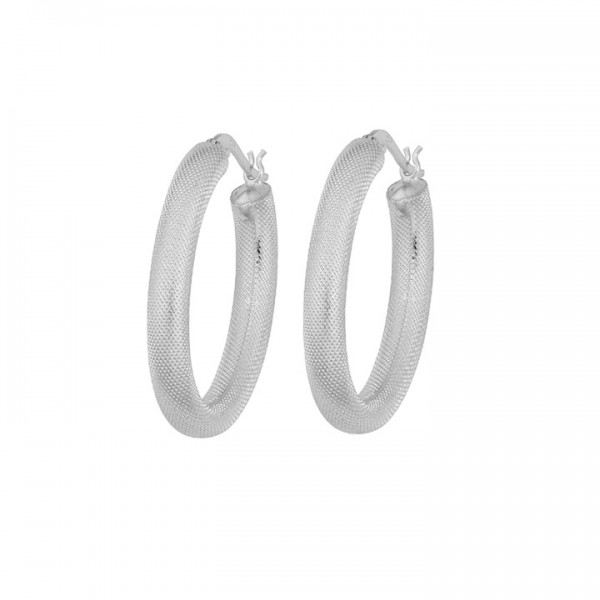 Ασημένιοι κρίκοι με "snake" φινίρισμα 