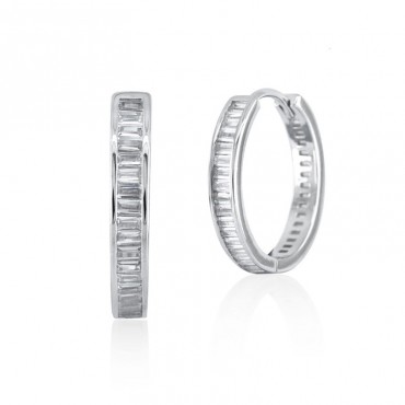 Ασημένιοι κρίκοι με ζιργκόν πέτρες 